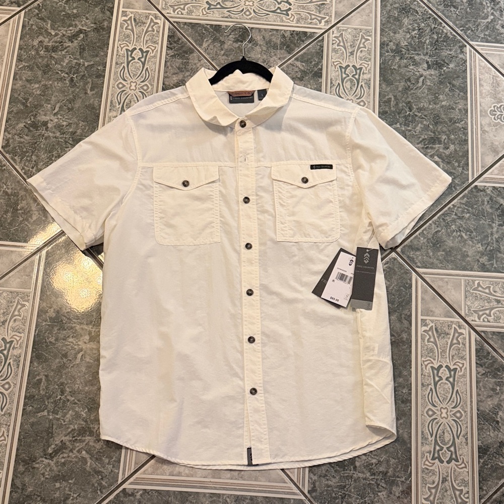 Free Country Men's Cream Casual Button-Down Shirt